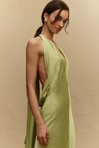 BHLDN Celeste Plunge Satin Maxi Dress