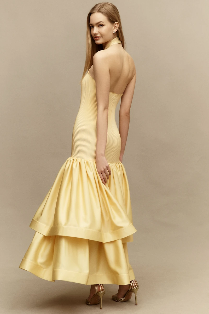 L'IDÉE Rumore Halter Drop-Waist Gown