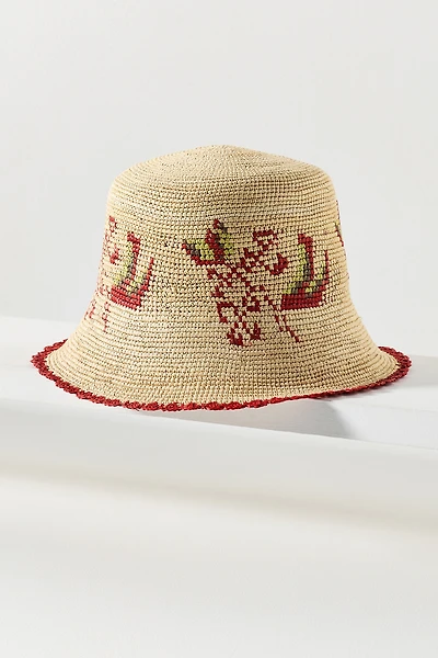 Freya Calla Embroidered Straw Bucket Hat