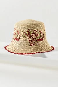 Freya Calla Embroidered Straw Bucket Hat