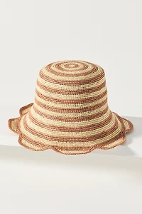 Freya Scalloped Stripe Bucket Hat