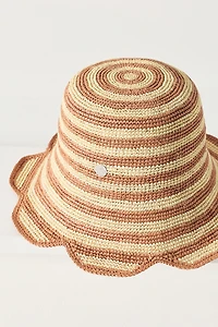 Freya Scalloped Stripe Bucket Hat