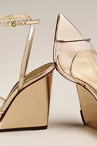 Schutz Elodie Pointed-Toe Wedge Sandals