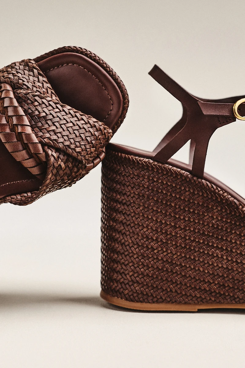 Schutz Serena Woven Platform Wedge Sandals