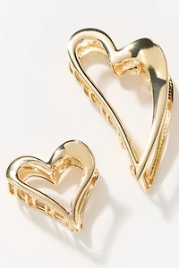 Metal Heart Hair Claw Clips, Set of 2