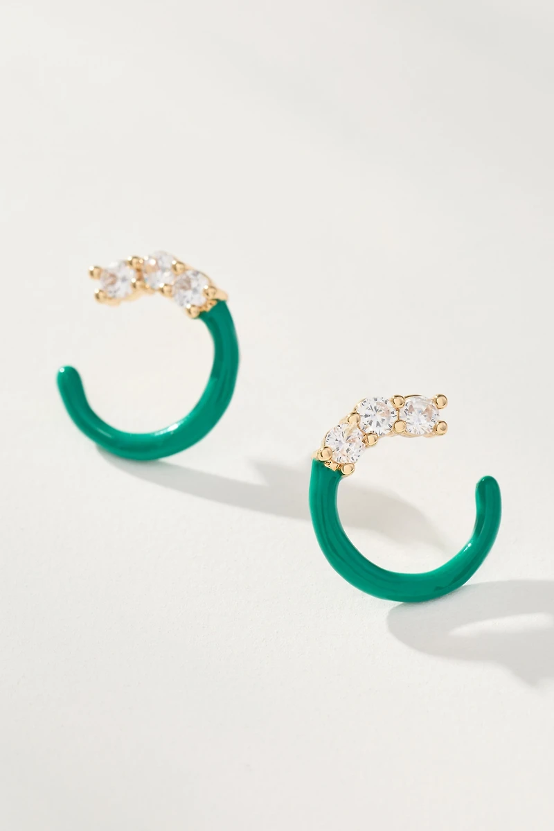 Contrast Crystal Hoop Earrings