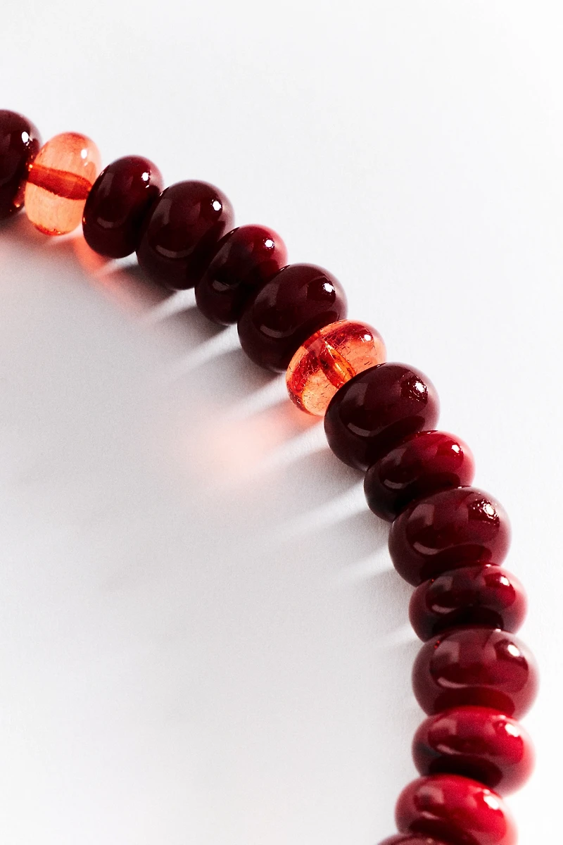 Beaded Chunky Stone Heart Necklace