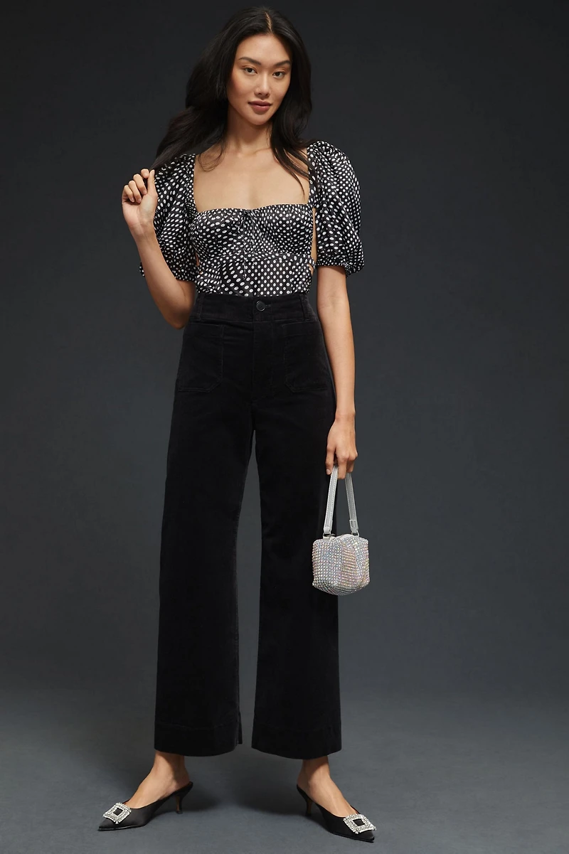 Maeve Colette Cropped Wide-Leg Corduroy Pants