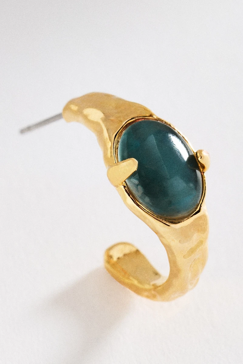 Mini Stone Hoop Earrings