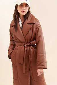 Avec Les Filles Vegan Leather Blanket Coat