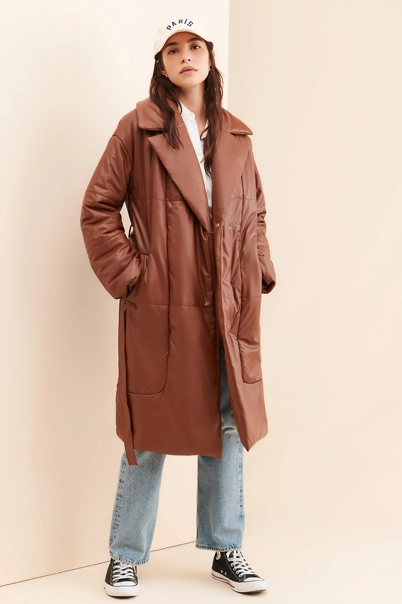 Avec Les Filles Vegan Leather Blanket Coat