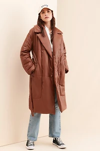 Avec Les Filles Vegan Leather Blanket Coat