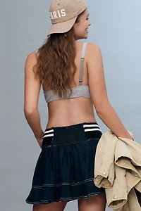 Pilcro Sporty Tiered Denim Mini Skirt