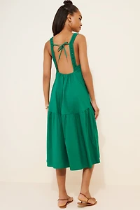 Celandine Sleeveless Smocked Open-Back Midi Dress