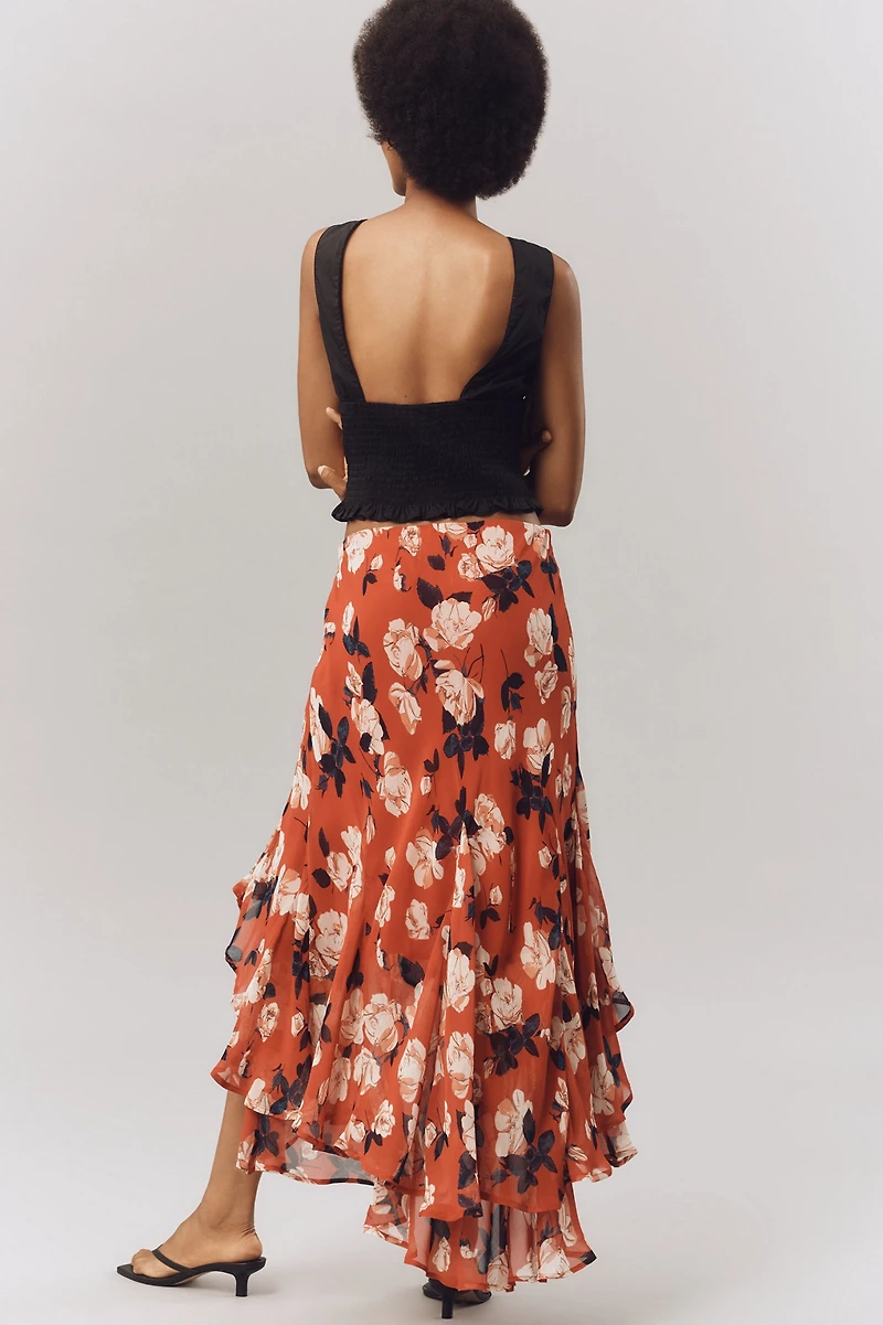 Maeve Asymmetric Ruffled High-Low Skirt