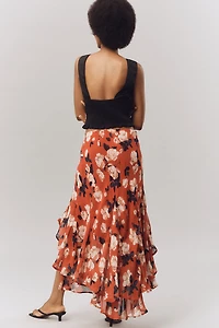 Maeve Asymmetric Ruffled High-Low Skirt