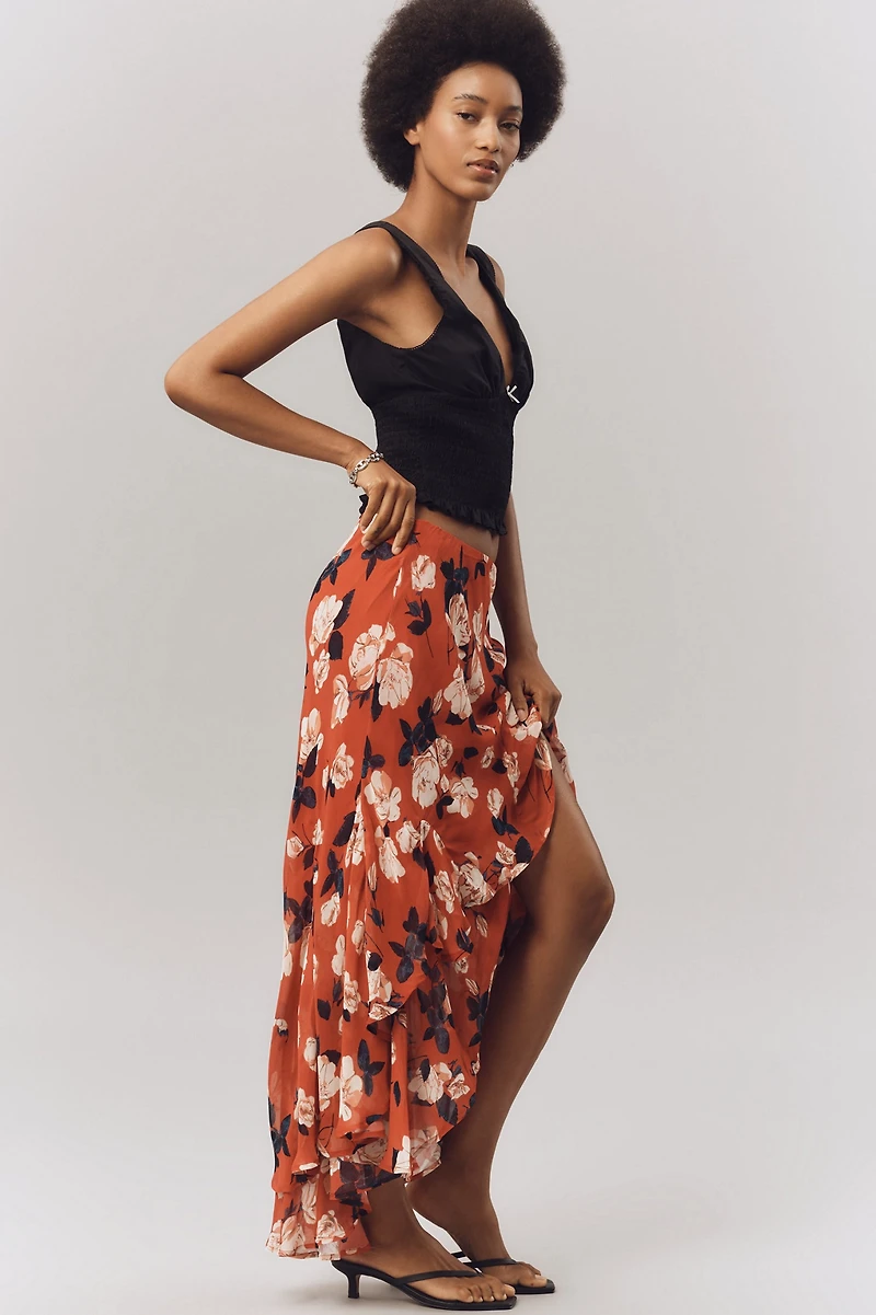 Maeve Asymmetric Ruffled High-Low Skirt