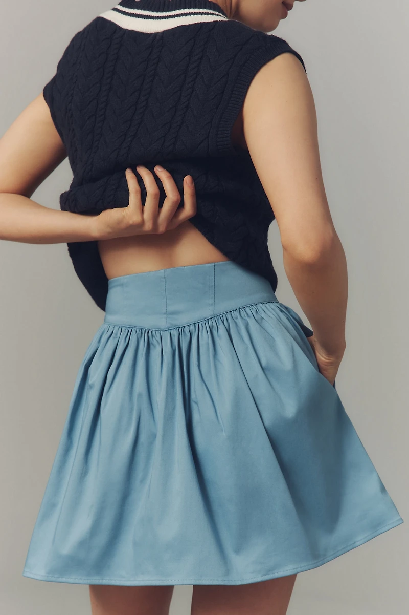 Maeve Basque-Waist Buttondown Mini Skirt