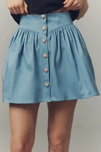 Maeve Basque-Waist Buttondown Mini Skirt