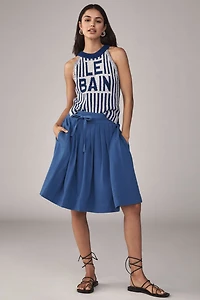 Maeve Bow Front Pleated Knee-Length Skirt