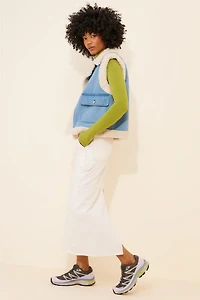 Avec Les Filles Sherpa Trimmed Trucker Vest