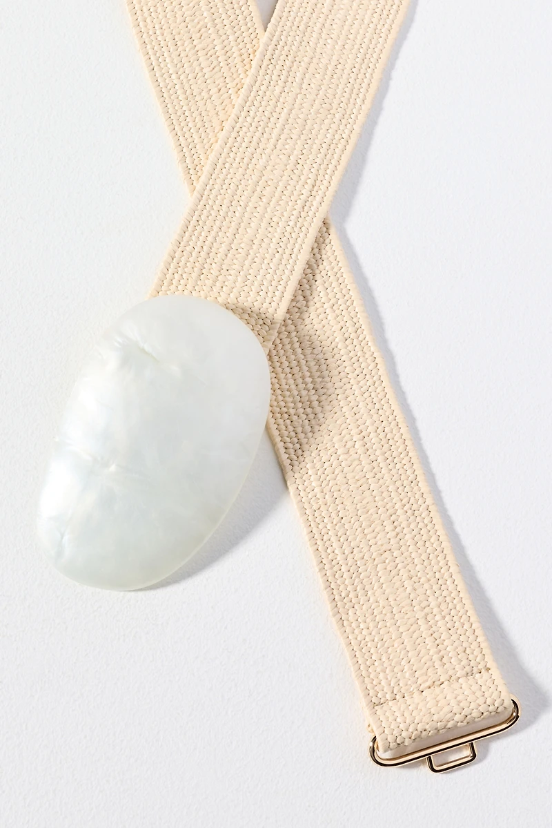 By Anthropologie Raffia Oval Buckle Belt