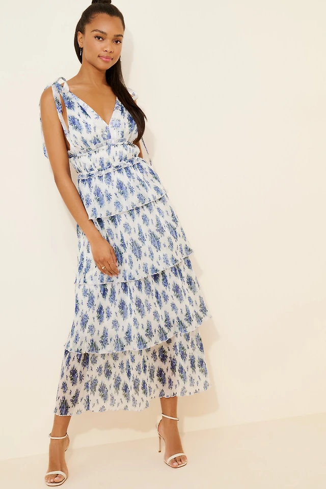 LSPACE Soller Halter Tiered Maxi Dress at MarketFair Shoppes in Princeton,  NJ