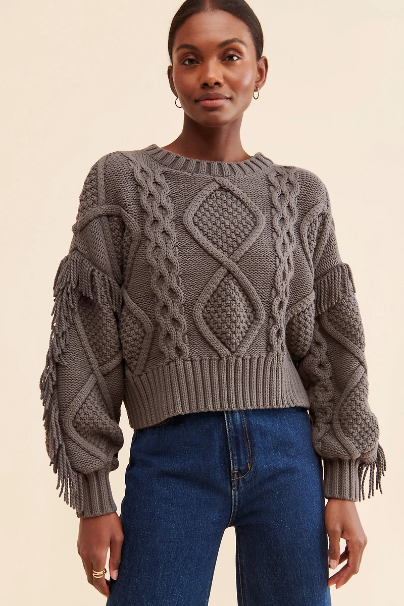 Line + Dot Jasper Fringe Sweater