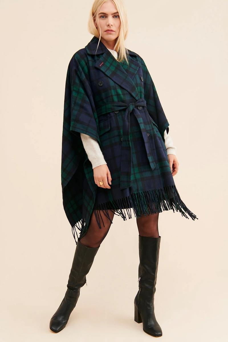 Avec Les Filles Plaid Double-Face Poncho
