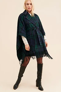 Avec Les Filles Plaid Double-Face Poncho