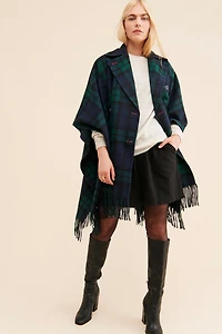 Avec Les Filles Plaid Double-Face Poncho