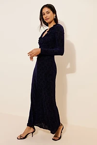 Velvet Ruched Maxi Dress