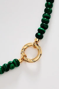 Beaded Stone Carabiner Necklace