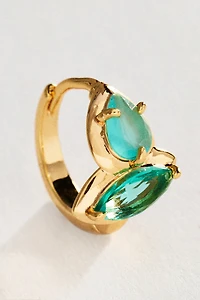 Double Stone Huggie Hoop Earrings