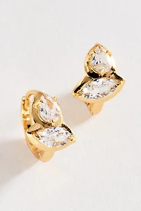 Double Stone Huggie Hoop Earrings