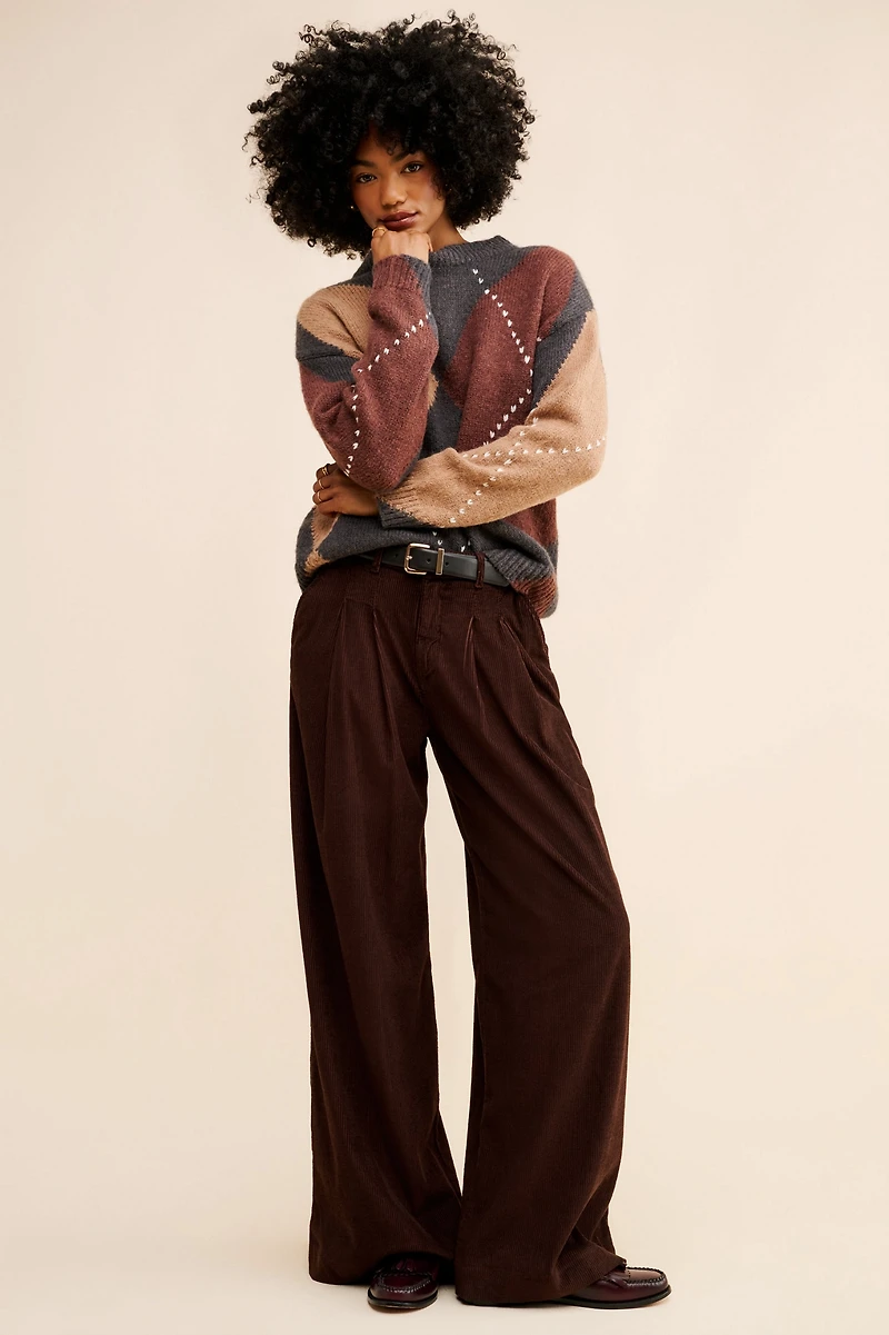 Little Lies Argyle Wool Blend Sweater