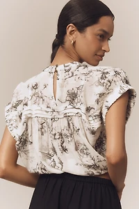 Pilcro Puff-Sleeve Cotton Crop Top