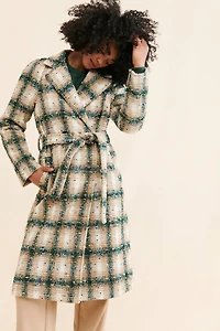 Avec Les Filles Plaid Tweed Coat