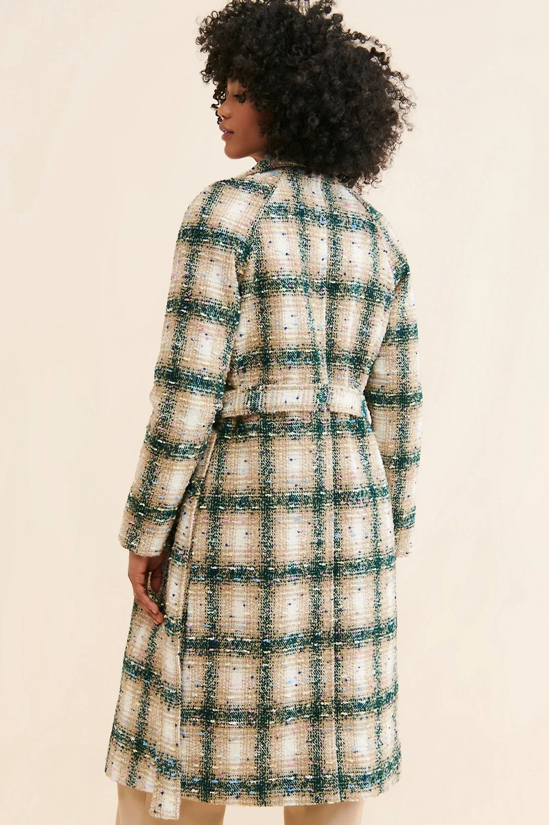 Avec Les Filles Plaid Tweed Coat