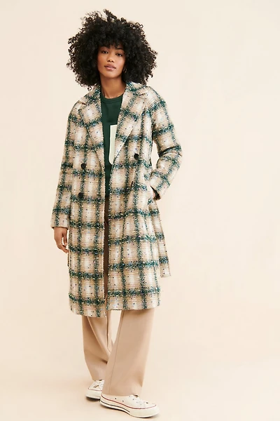 Avec Les Filles Plaid Tweed Coat