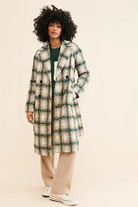 Avec Les Filles Plaid Tweed Coat