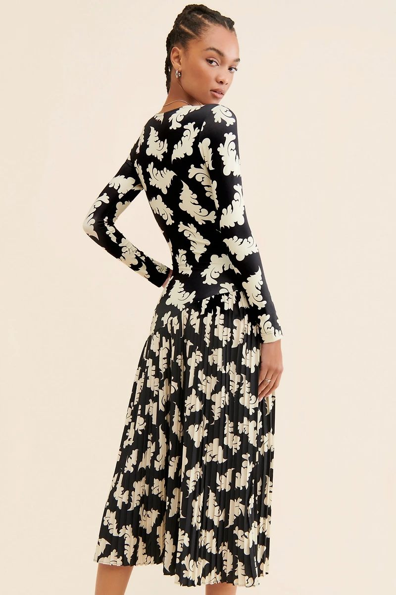 Dhruv Kapoor Printed Pleated Midi Dress