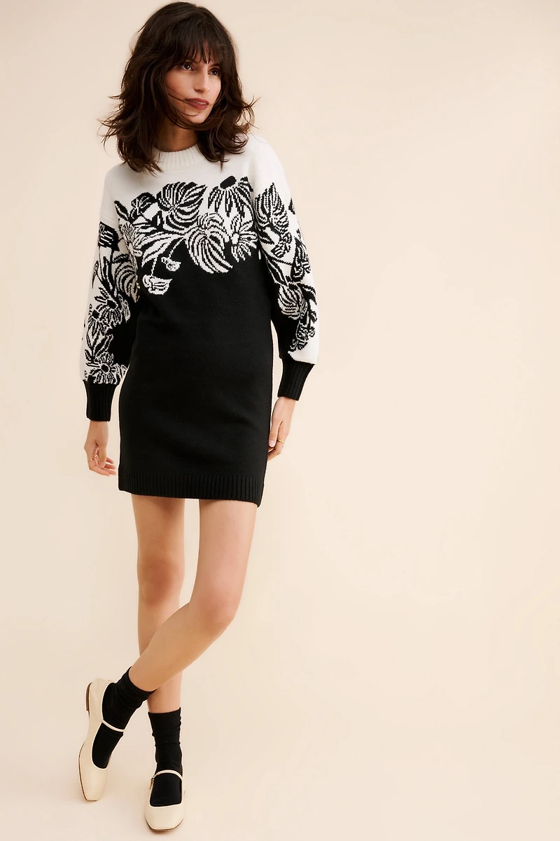 FARM Rio Wool Blend Surrel Garden Knit Sweater Dress