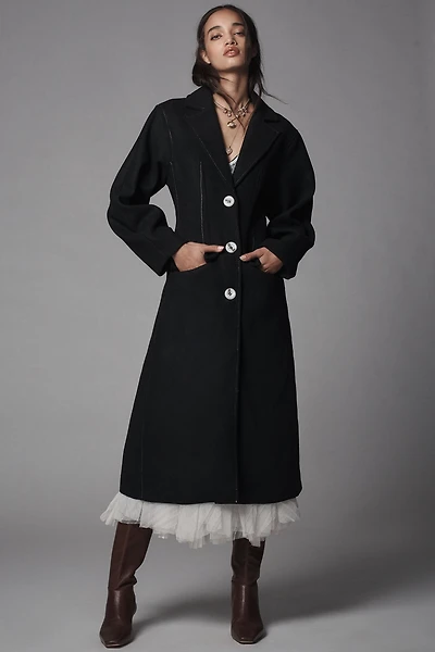 Wool Blend Stitched Topcoat