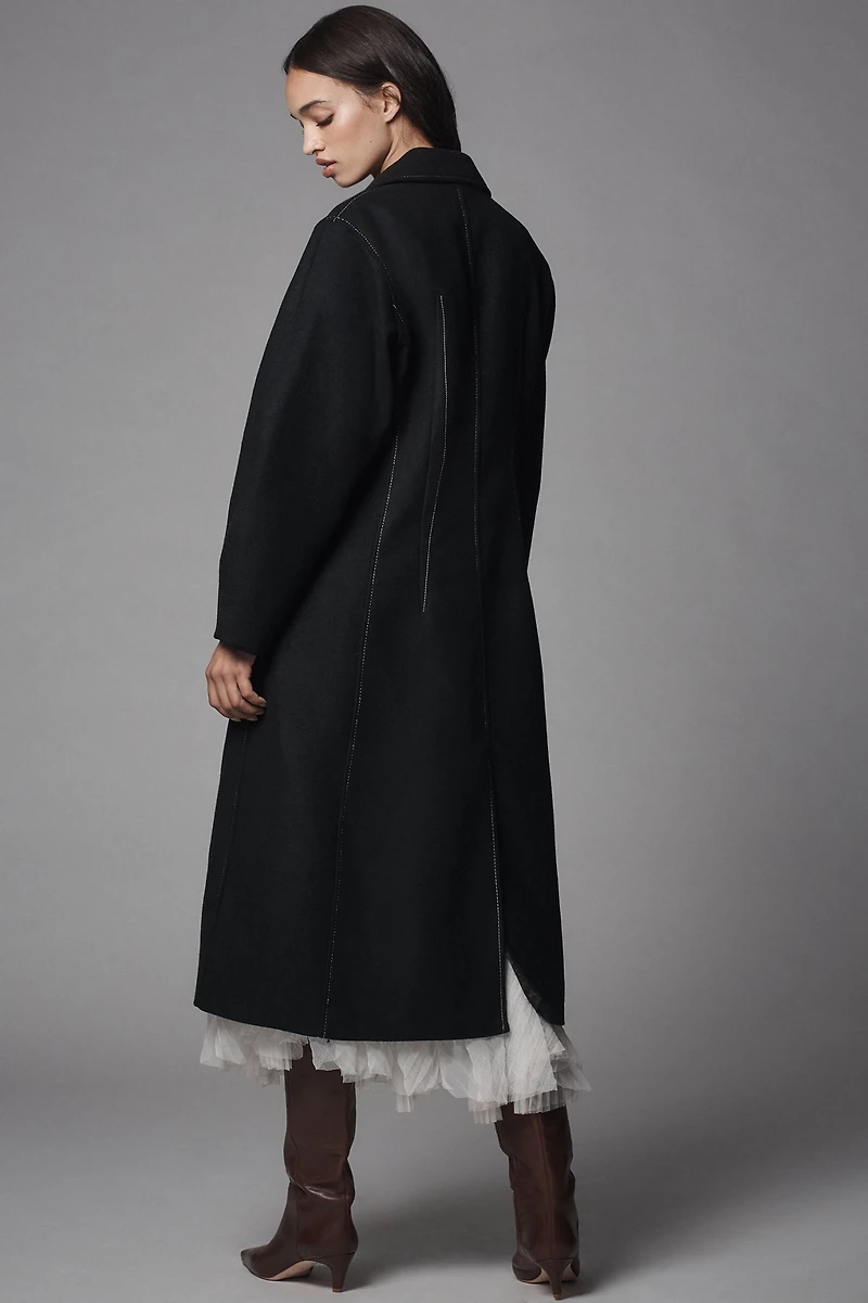 Wool Blend Stitched Topcoat