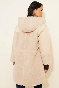 Pilcro Embroidered Hooded Sherpa Coat