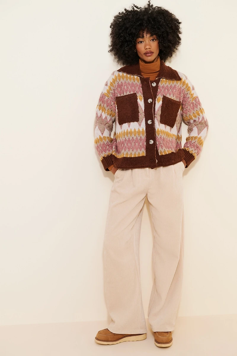 Flat White Button Up Sherpa Jacket