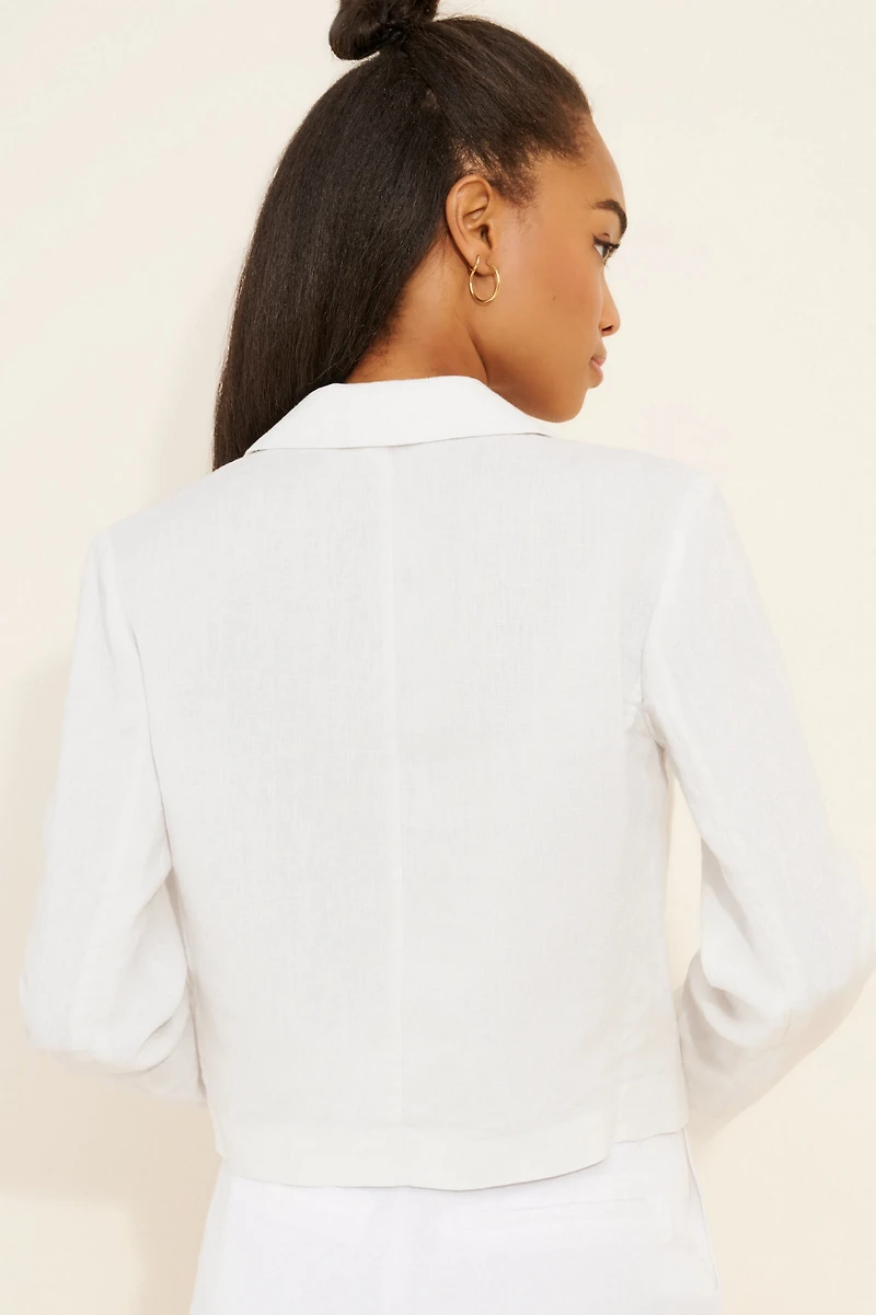 Madewell Cropped Double Breasted Linen Blazer