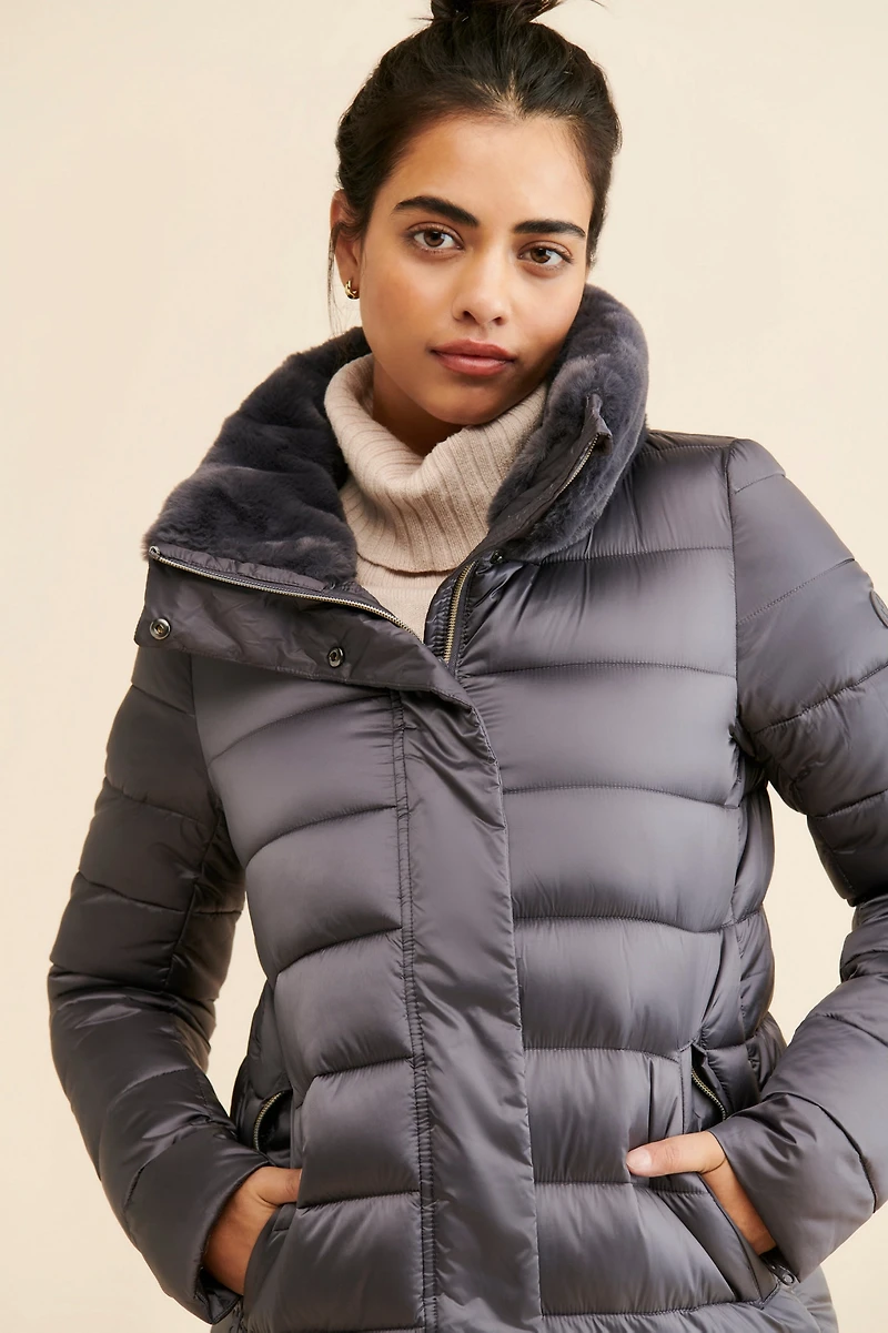 Save The Duck Dalea Faux Fur Collar Puffer Jacket