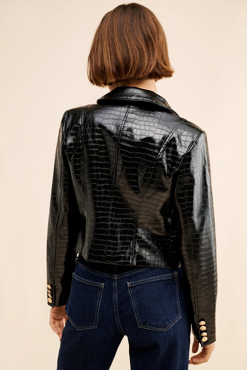 Avec Les Filles Vegan Leather Croc Lady Jacket
